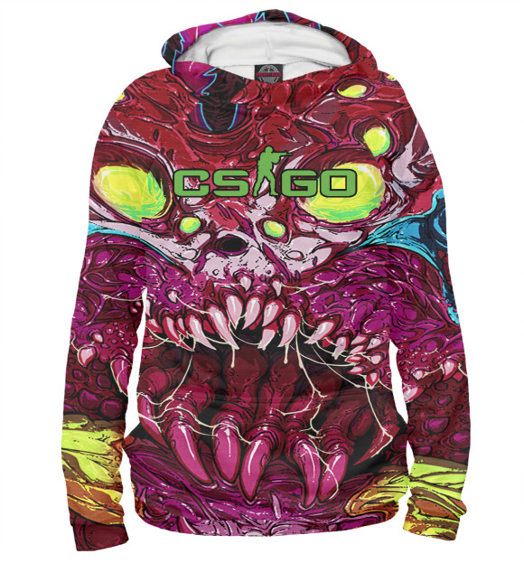 Женское худи с изображением CS GO:Hyper Beast цвета Белый