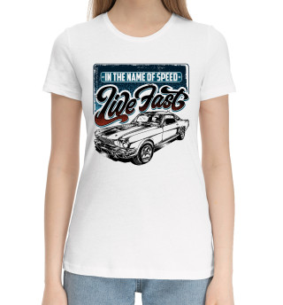 Хлопковая футболка для девочек Live fast (спорткар)