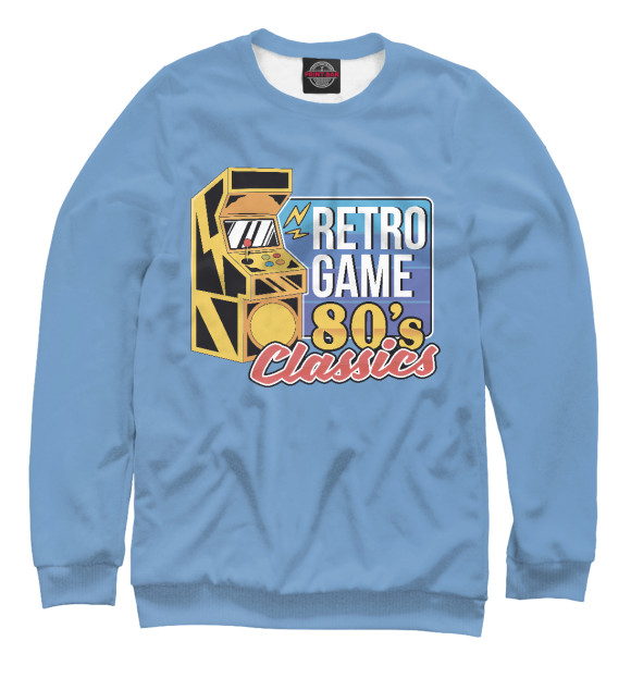 Мужской свитшот с изображением Retro game 80's classics цвета Белый