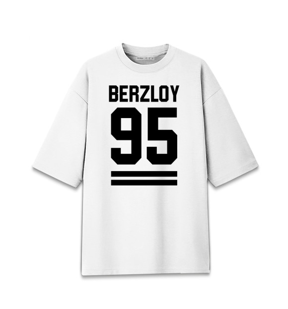 Мужская футболка оверсайз с изображением BERZLOY 95 цвета Белый