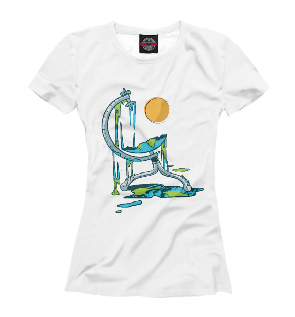 Женская футболка с изображением Расплавленный глобус цвета Белый