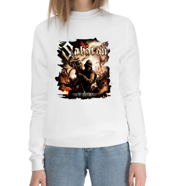 Женский хлопковый свитшот с изображением Sabaton цвета Белый
