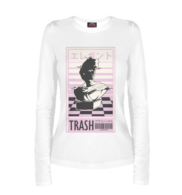 Женский лонгслив с изображением Vaporwave trash цвета Белый