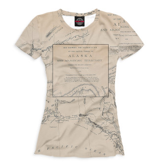 Женская футболка Старинная карта Аляски