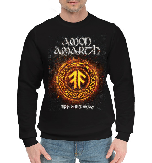 Мужской хлопковый свитшот с изображением Amon amarth цвета Черный