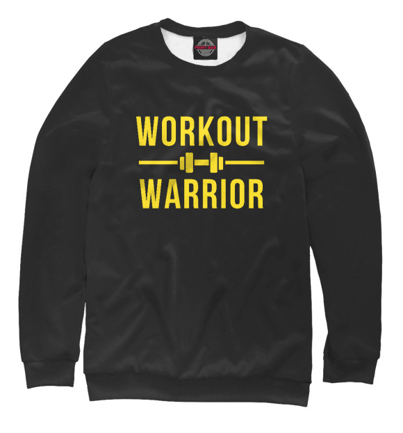 Мужской свитшот с изображением Workout warrior цвета Белый