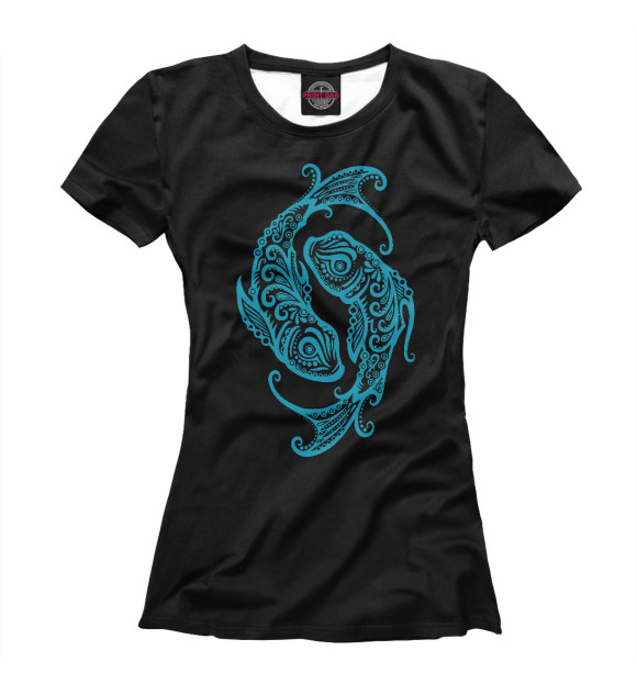 Женская футболка с изображением Зодиак - Рыбы цвета Белый