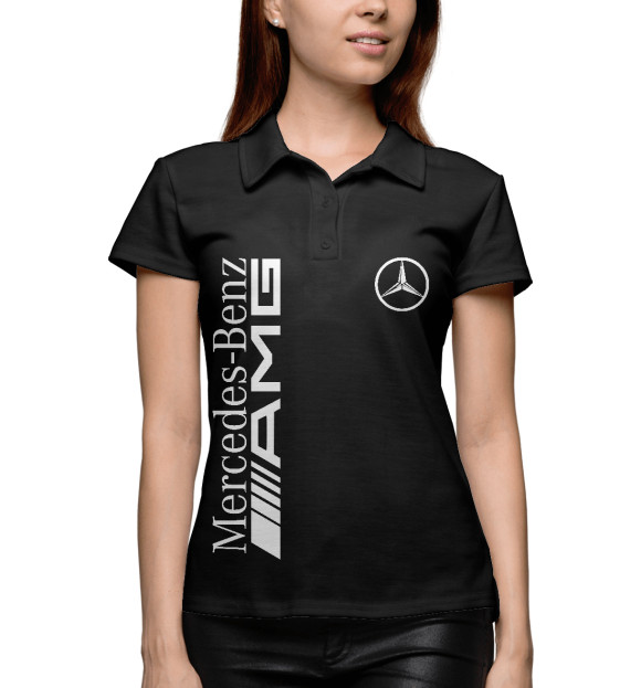 Женское поло с изображением Mersedes-Benz AMG цвета Белый