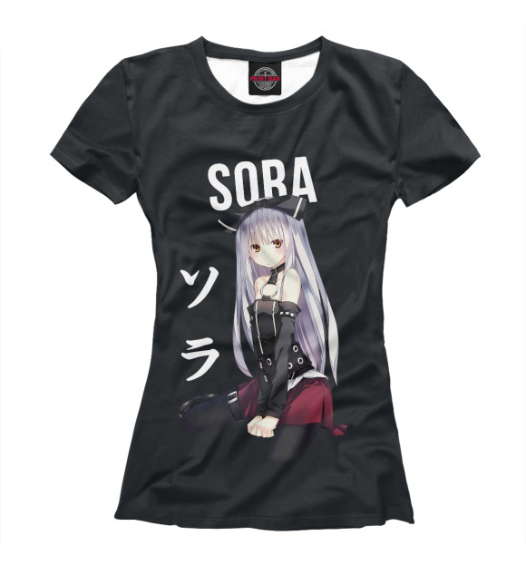 Футболка для девочек с изображением Связанные небом / Sora цвета Белый