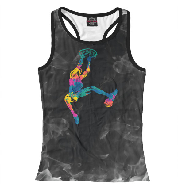 Женская майка-борцовка с изображением Basketball Dunk Colorful цвета Белый