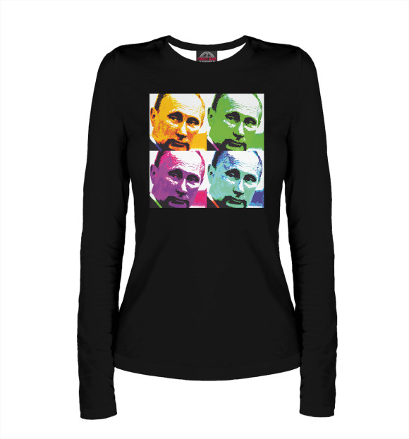 Женский лонгслив с изображением Путин цвета Белый