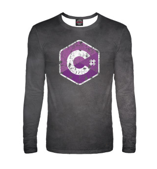 Мужской лонгслив C Sharp Grunge Logo