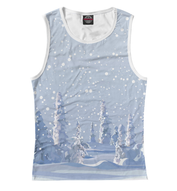 Майка для девочки с изображением Снежный лес цвета Белый
