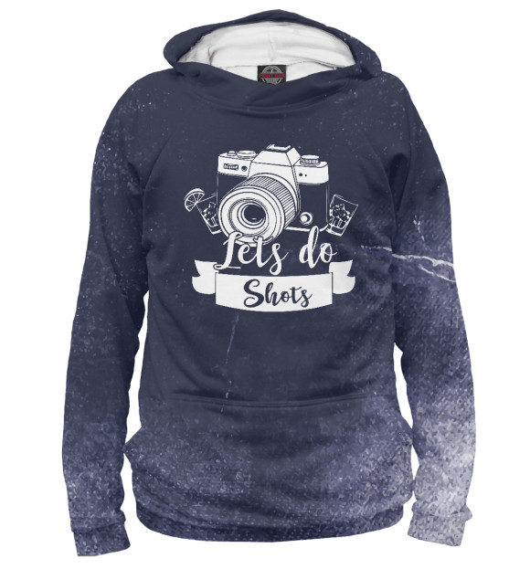 Мужское худи с изображением Lets do shots photographer цвета Белый