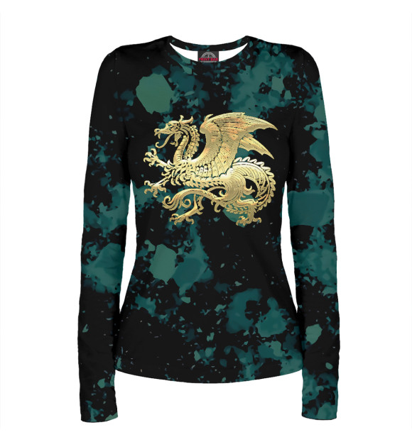 Женский лонгслив с притом Icelandic Dragon цвета Белый Женский лонгслив с изображением Icelandic Dragon цвета Белый