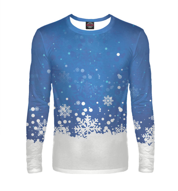 Мужской лонгслив с изображением Снежинки цвета Белый