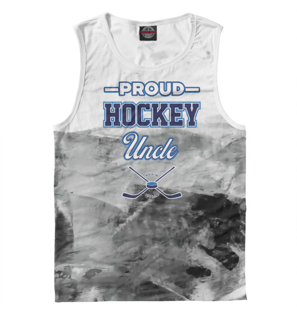 Мужская майка с изображением Proud Hockey Uncle цвета Белый