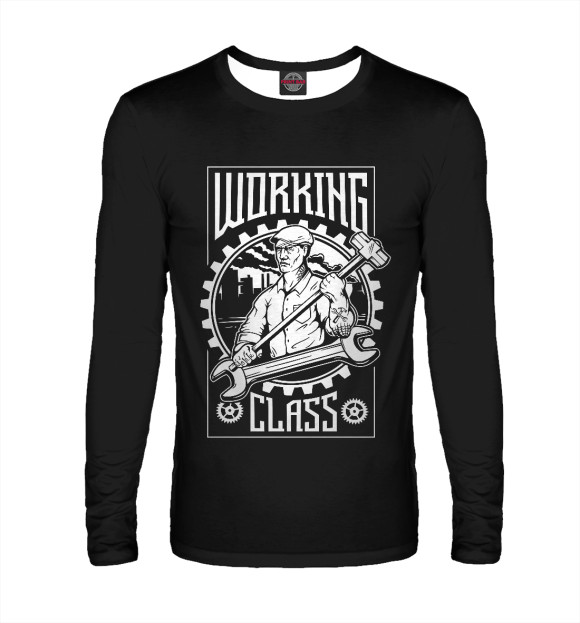 Мужской лонгслив с изображением Working class цвета Белый