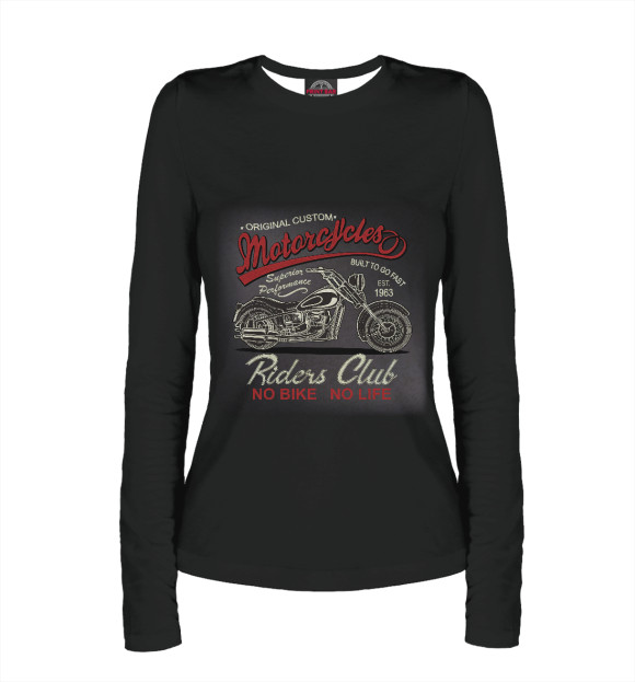 Женский лонгслив с изображением Riders Club цвета Белый