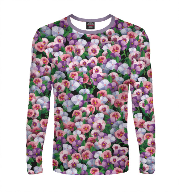 Мужской лонгслив с изображением Фиалки цвета Белый