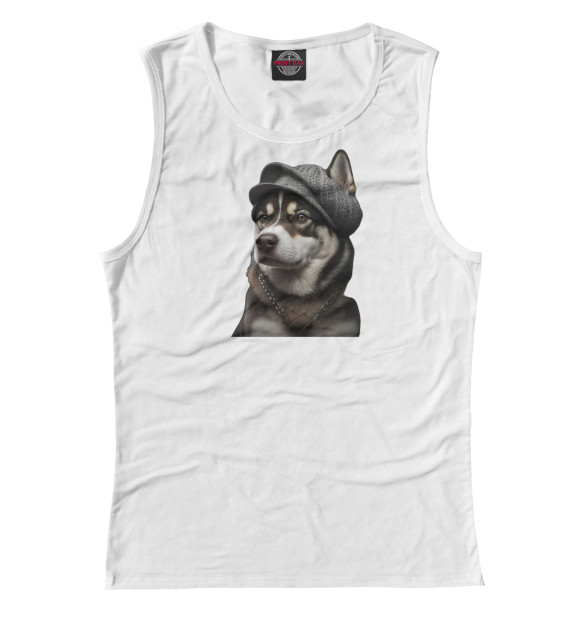 Майка для девочки с изображением WALK WITH HUSKY цвета Белый