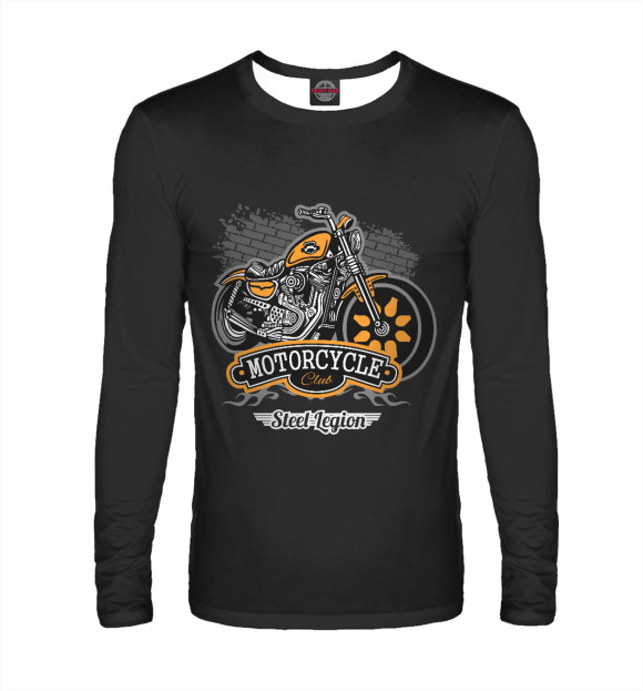 Мужской лонгслив с изображением Мотоцикл цвета Белый