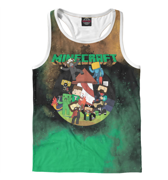 Мужская майка-борцовка с изображением Майнкрафт цвета Белый