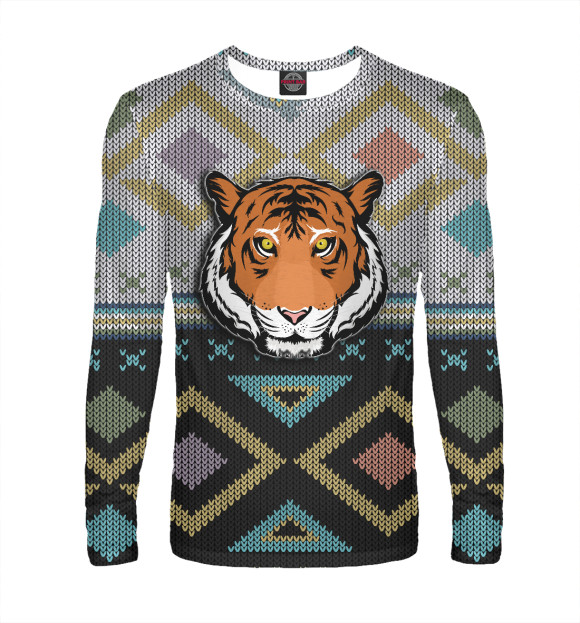 Мужской лонгслив с изображением Ugly Tiger цвета Белый
