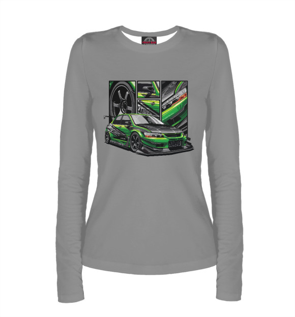 Женский лонгслив с изображением Evo Green цвета Белый