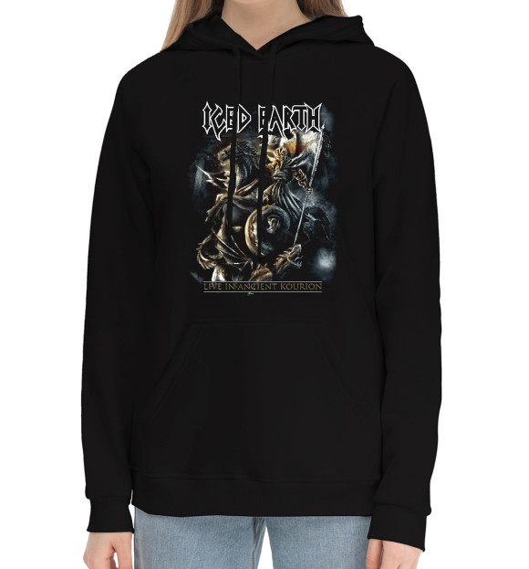 Женский хлопковый худи с изображением Icedearth цвета Черный