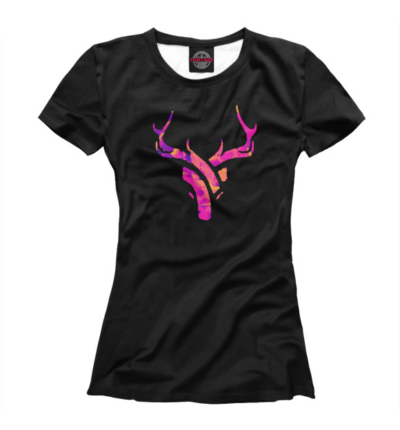 Женская футболка с изображением Цветные рога цвета Белый
