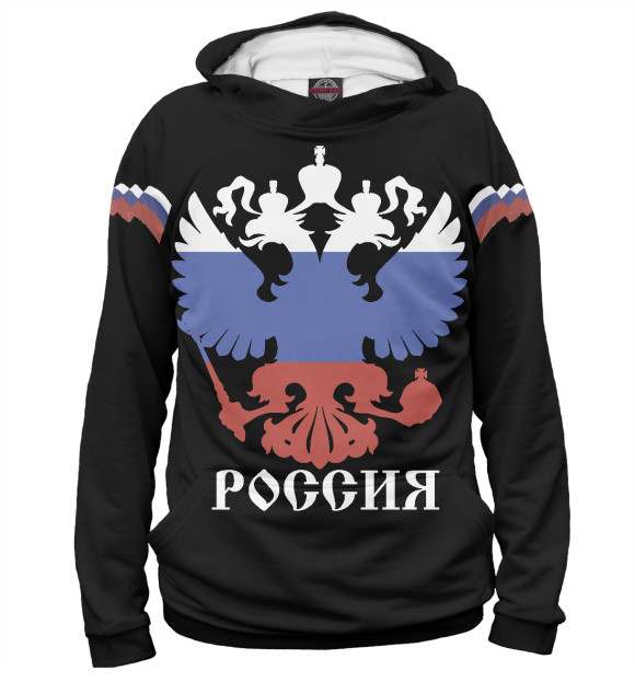 Женское худи с изображением Символика России цвета Белый
