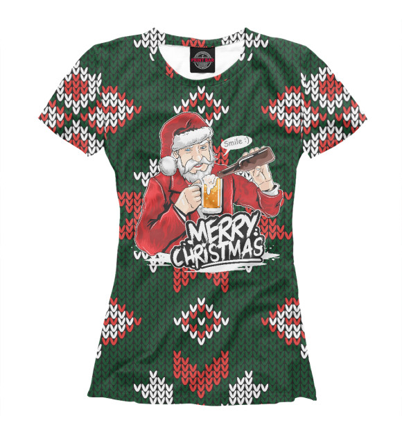 Футболка для девочек с изображением Merry Christmas цвета Белый