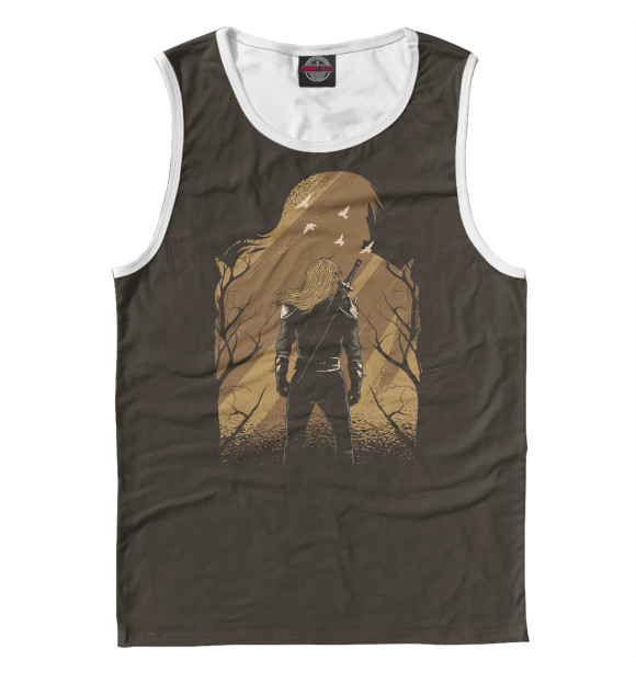 Мужская майка с притом Силуэт рыцаря цвета Белый Мужская майка с изображением Силуэт рыцаря цвета Белый
