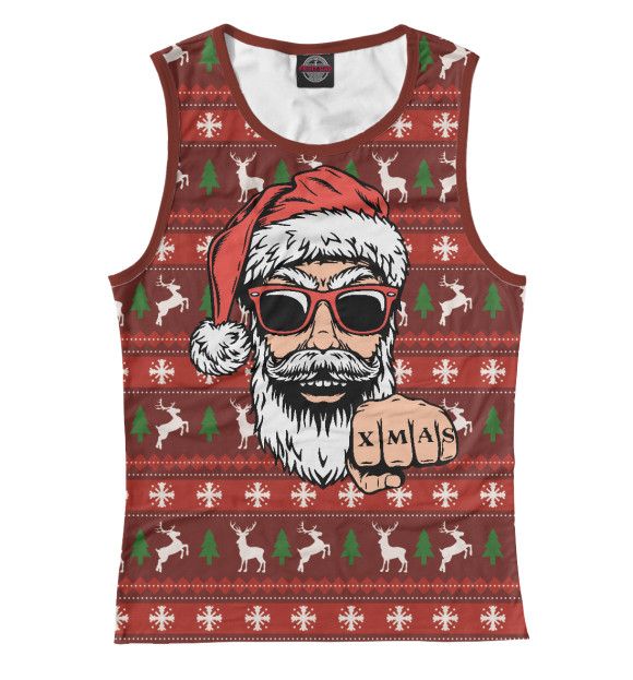 Майка для девочки с изображением Крутой Санта Bad Santa цвета Белый