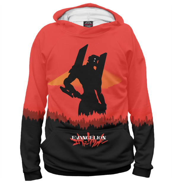 Женское худи с притом Neon Genesis Evangelion цвета Белый Женское худи с изображением Neon Genesis Evangelion цвета Белый