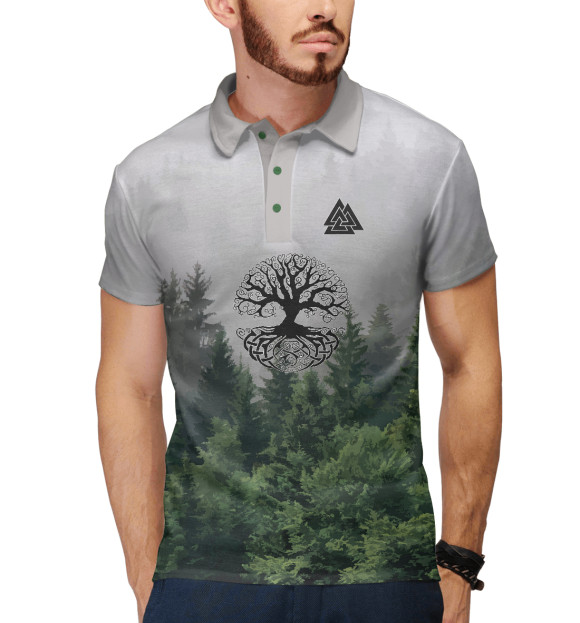 Мужское поло с изображением Славянские символы цвета Белый