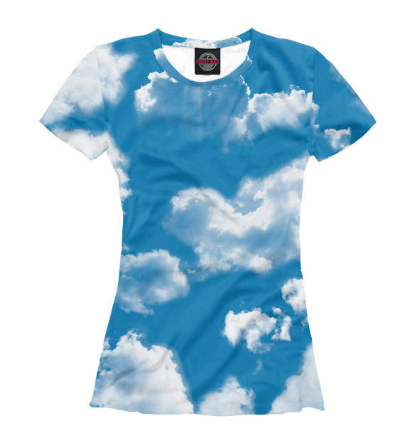 Футболка для девочек с изображением Небо в облаках цвета Белый