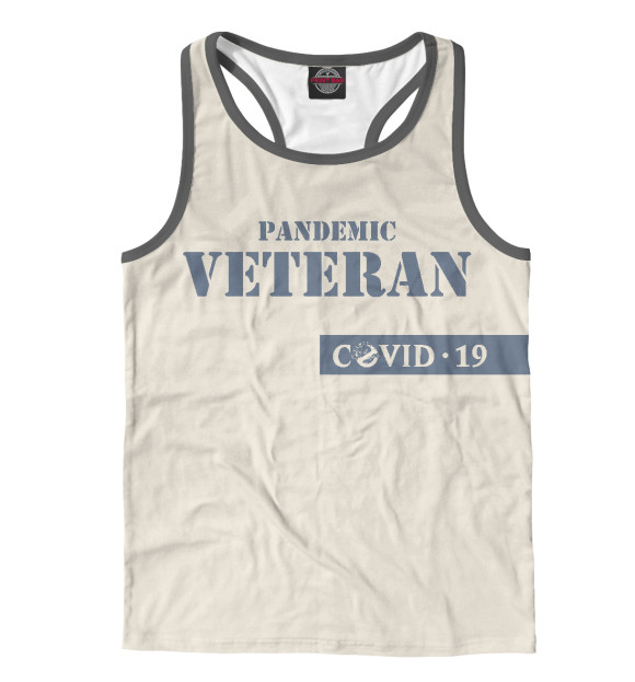 Мужская майка-борцовка с изображением Ветеран Пандемии цвета Белый