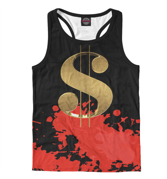 Мужская майка-борцовка с притом 3D Gold Dollar Sign цвета Белый Мужская майка-борцовка с изображением 3D Gold Dollar Sign цвета Белый