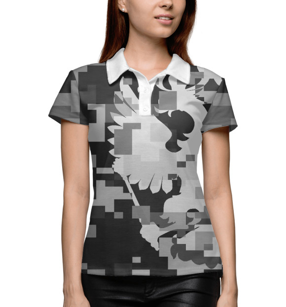 Женское поло с изображением Двуглавый орёл. цвета Белый