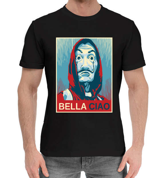 Мужская хлопковая футболка с изображением Bella Ciao цвета Черный