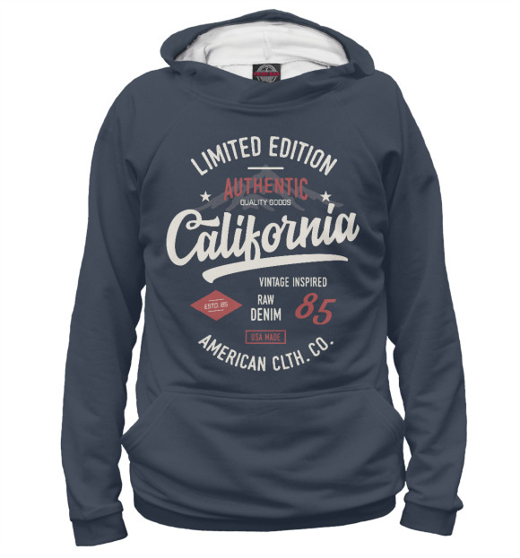 Мужское худи с изображением California цвета Белый