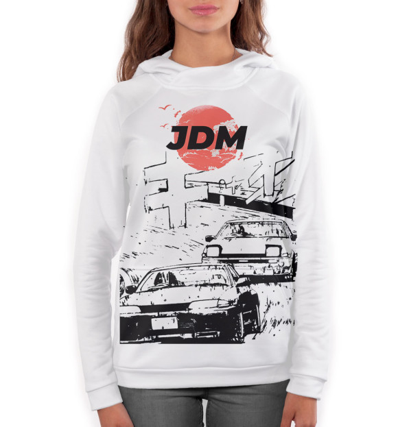 Женское худи с изображением JDM цвета Белый