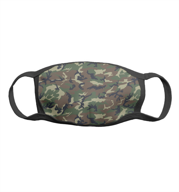 Маска тканевая с изображением Камуфляж Нато (woodland) цвета Белый