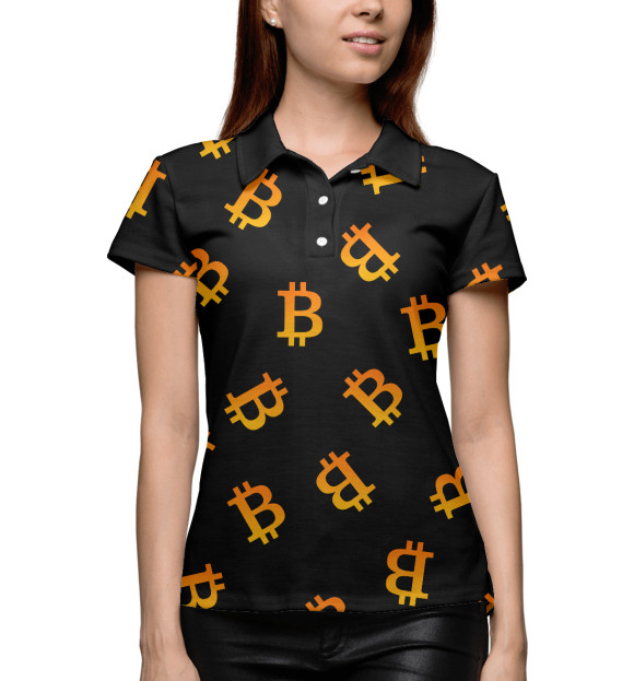 Женское поло с изображением Bitcoin цвета Белый