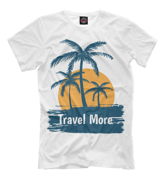 Мужская футболка с изображением Travel more цвета Белый