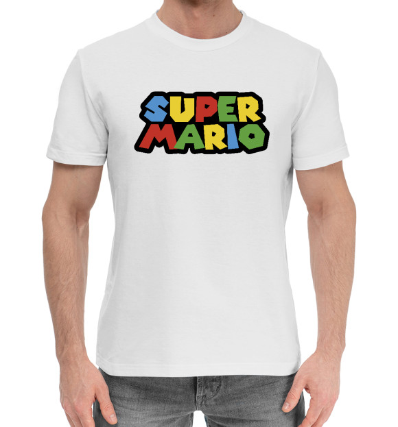 Мужская хлопковая футболка с изображением Super Mario цвета Белый