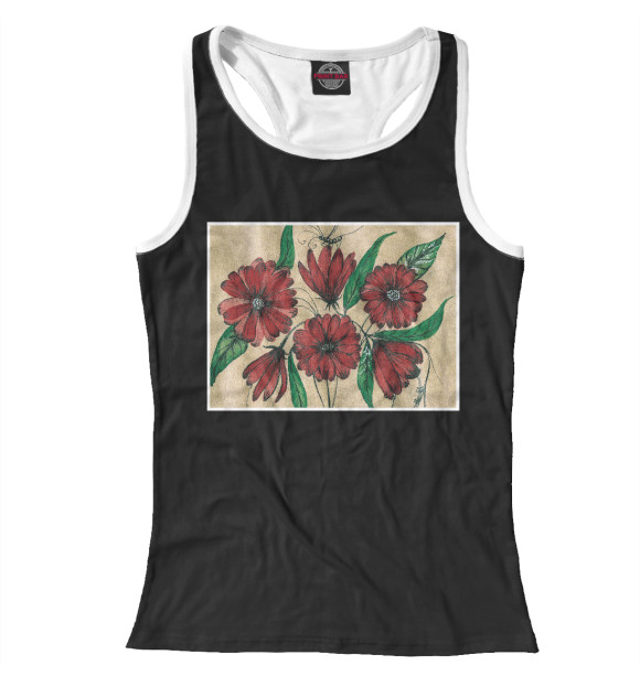 Женская майка-борцовка с изображением Цветы цвета Белый