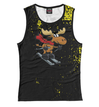 Moose riding ski cartoon